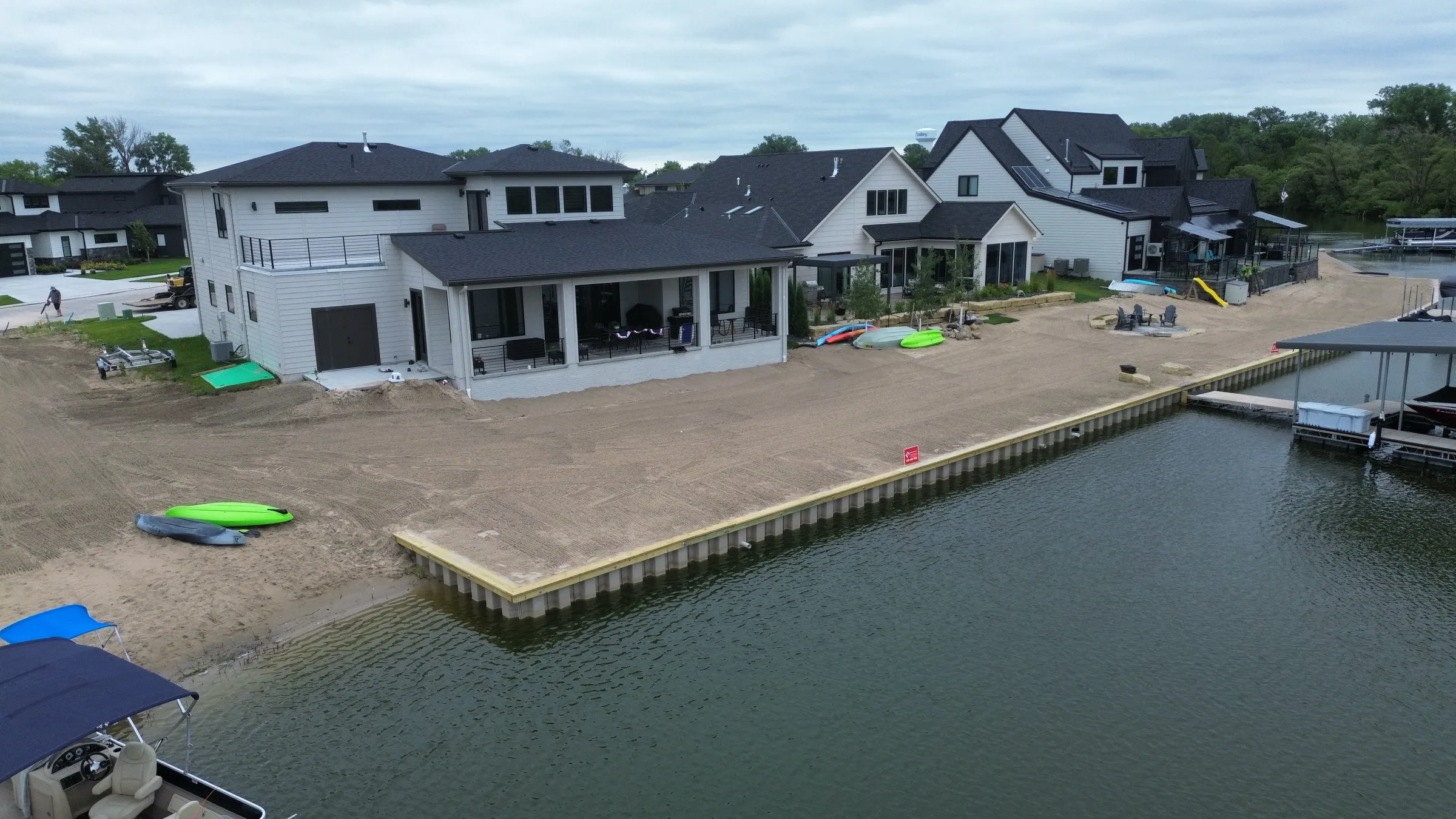Aerial of an Outback Construction shoreline project on a Southeast Nebraska lake